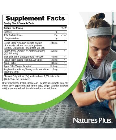 NaturesPlus Nutrasec Chewable Tablets 90 Tablets Natural Peppermint