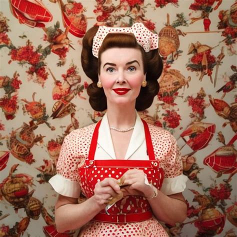 Wes Anderson Type Portrait Of A 1950s Housewife With