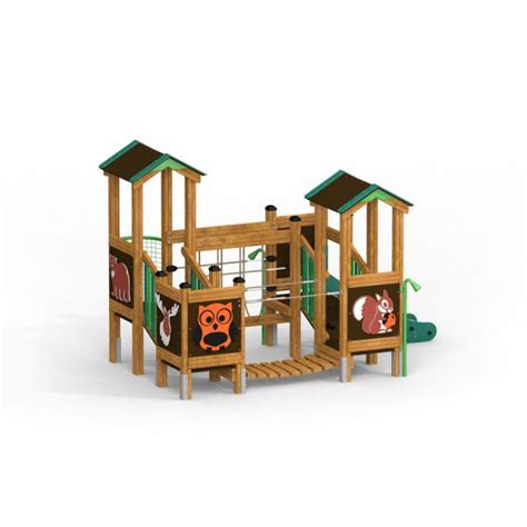 Forest Treehouse playhouse with slide, Slides, Playground equipment ...