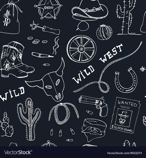 Hand Drawn Wild West Seamless Pattern Royalty Free Vector