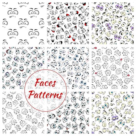 Premium Vector Cartoon Faces Seamless Pattern Background