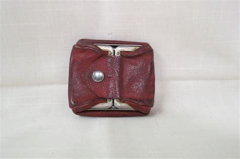 Antique Coin Purse Red Leather Mens Folding Purse Edwardian Etsy