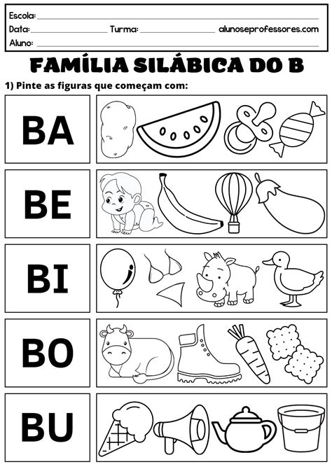Atividades Com A Família Silábica Do B Para Imprimir Alunos E Professores