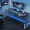 Amazon Hldirect Inch Gaming Desk With Led Lights Ergonomic