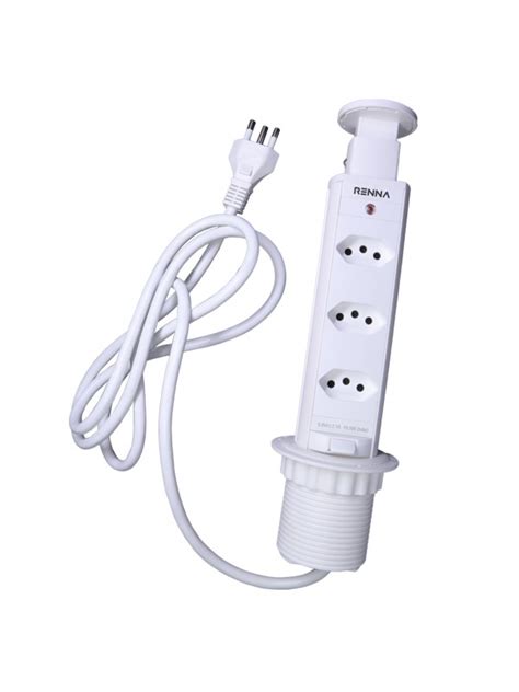 Torre De Tomada Renna Retrátil De Embutir Multiplug Branca