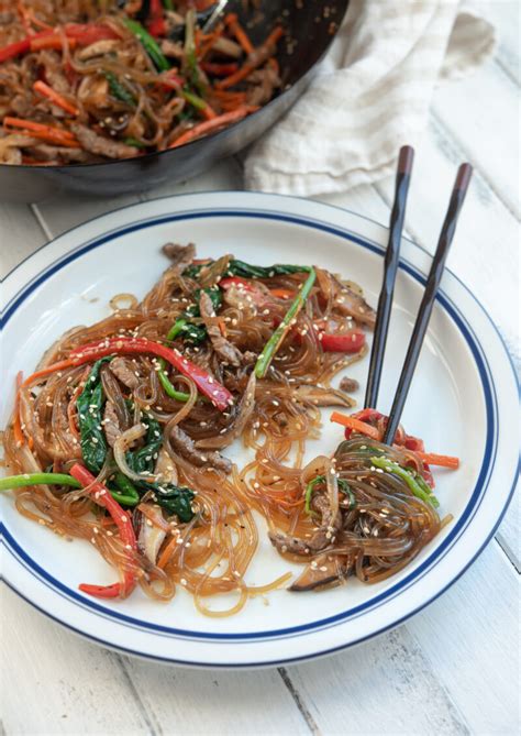 Japchae Korean Stir Fried Glass Noodles Made Easy Beyond Kimchee