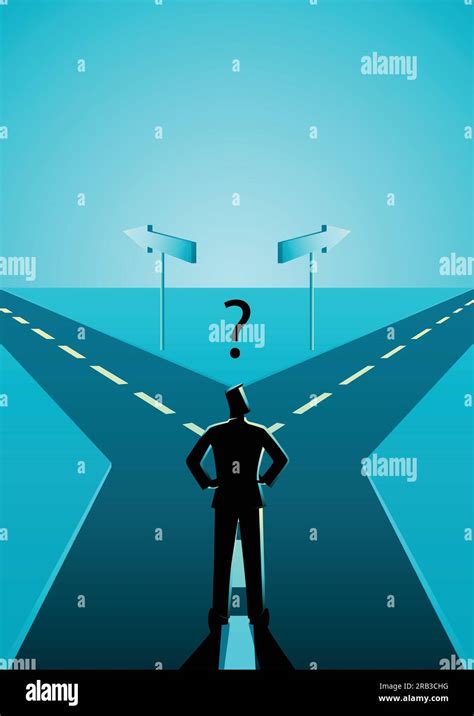 Business Concept Illustration Of A Businessman Choosing Which Path He