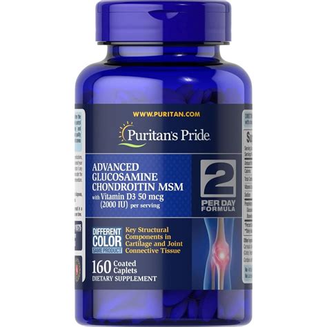 ของแท้ 100 Puritans Pride Advanced Glucosamine Chondroitin Msm D3