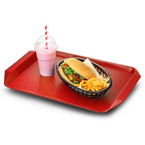 Fast Food Tray With Handles Red 17 X 12inch Drinkstuff