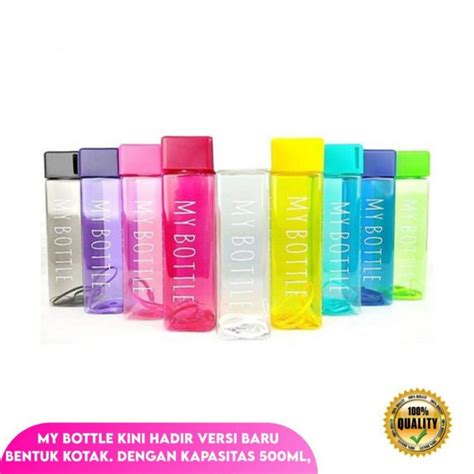 Jual My Bottle Kotak Tranparan Warna Botol Minum Kotak Persegi Ml