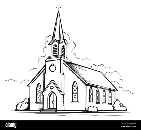 Old church sketch hand drawn sketch Vector Stock Vector Image & Art - Alamy