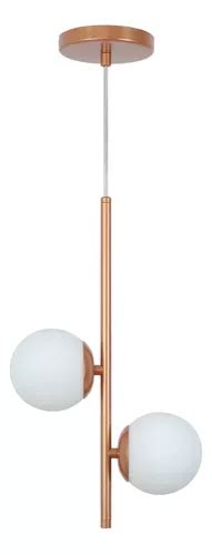 Lustre Pendente Jabuticaba 2 Globo De Vidro Rose Gold Parcelamento