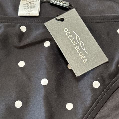 NWT Ocean Blues String Bikini Bottom Polka Dot Black White Size XL