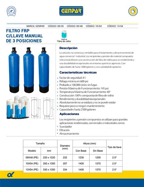 Filtros Para El Agua En Fibra De Vidrio Frp Genpar