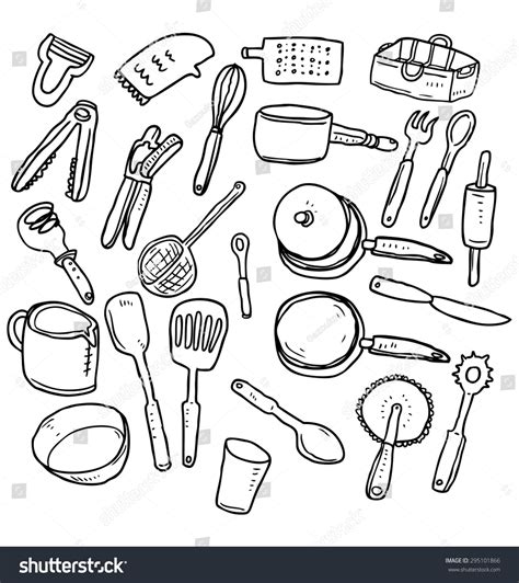 Hand Drawn Kitchen Utensil Stock Vector Royalty Free 295101866