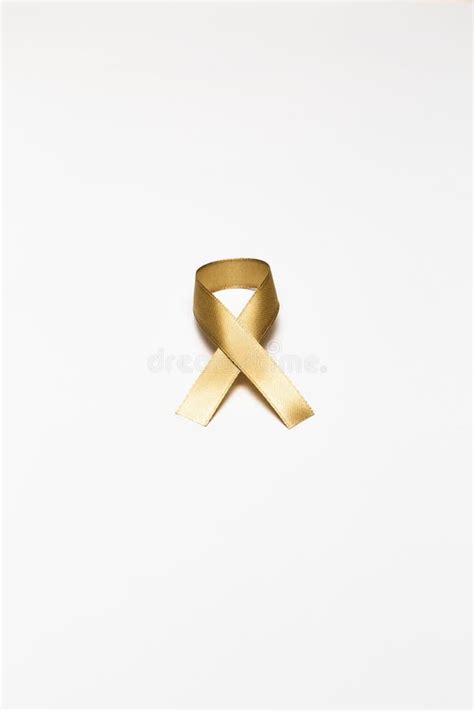 Gold Ribbon As Symbol of Childhood Cancer Awareness Isolated on Stock ...