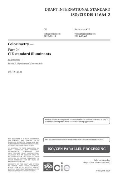 Iso Cie Dis Colorimetry Part Cie Standard Illuminants