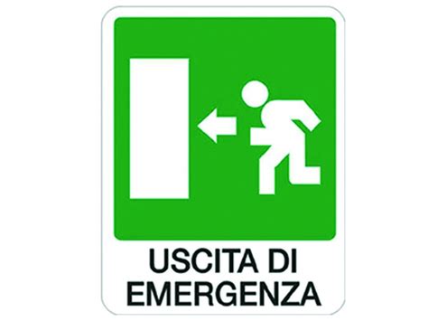 Cartello Uscita Di Emergenza A Sinistra Cm 20x30h In Plastica