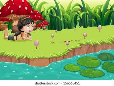 Illustration Boy Frog Riverbank Stock Vector Royalty Free 146181770