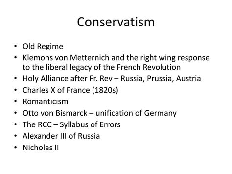 PPT - Liberalism vs. Conservatism 19 th Century PowerPoint Presentation ...