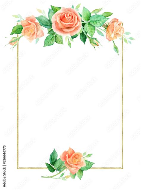 Square Floral Background with a Colorful Watercolor Flowers Frame ...