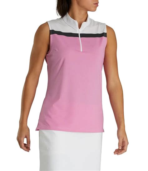 Footjoy Womens Lisle Zip Sleeveless Golf Shirts