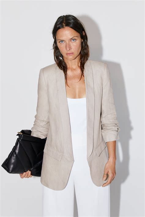 Linen Blazer With Pockets Collection Timeless Woman Cornershops