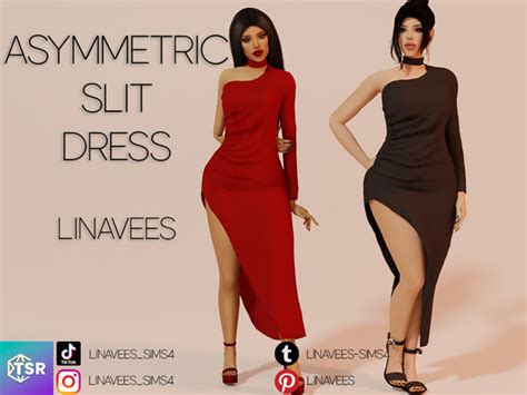 The Sims Resource Carmen Asymmetric Slit Dress