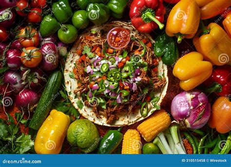 A Plate Is Full Of Food All With Lots Of Vegetables Stock Illustration Illustration Of Fresh