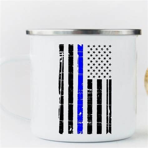 Thin Blue Line Coffee Mug Thin Blue Line Mug Police Flag Etsy