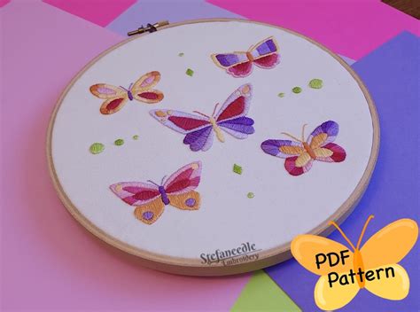 Bejeweled Butterflies Hand Embroidery Pattern Pdf Etsy