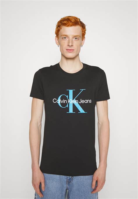 Calvin Klein Jeans Slim Fit Tee T Shirt Con Stampa Black Nero Zalando It