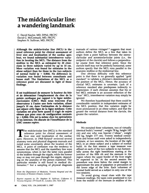 (PDF) The midclavicular line: A wandering landmark