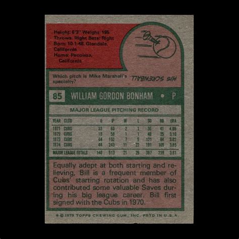 Bill Bonham Topps Chicago Cubs Gm R Ebay