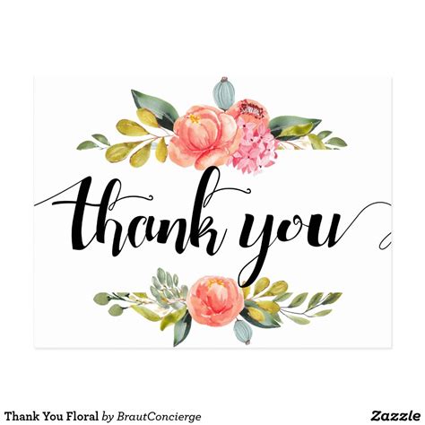 Watercolor Floral Thank You Postcard