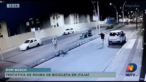 Câmeras de segurança flagram tentativa de roubo de bicicleta em Itajaí