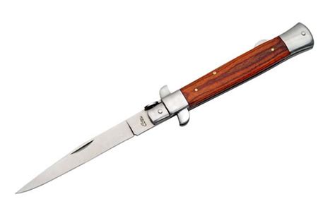 Rite Edge 45 Blade Lockback Wood Handle Stiletto Folding Knife