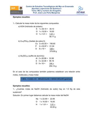 Apuntes Mol Y Avogadro Pdf