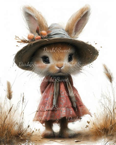 10 Victorian Bunnyrabbit Clip Art High Quality S Digital Print