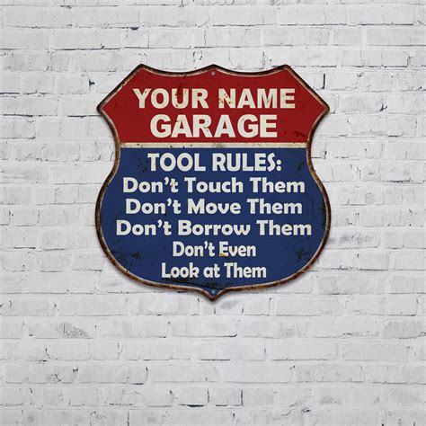 Personalized Garage Metal Sign Custom Man Cave Rules Sign Etsy