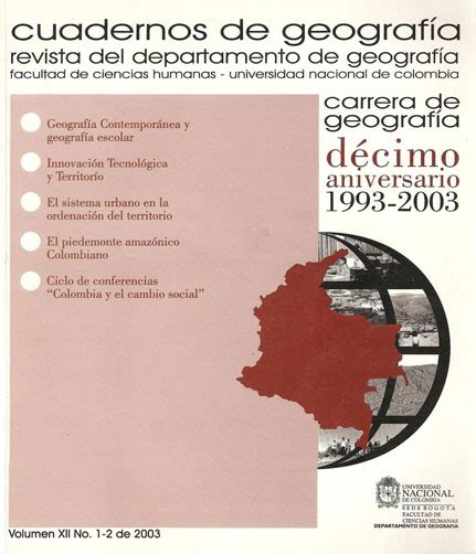 Archivos Cuadernos De Geograf A Revista Colombiana De Geograf A