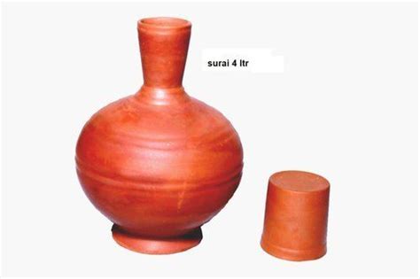 Various Colors Are Available Round Terracotta Clay Surai Bottle 4 Ltr