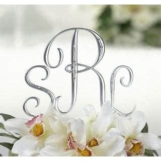 Full Crystal Monogram Wedding Cake Topper Silver Letter