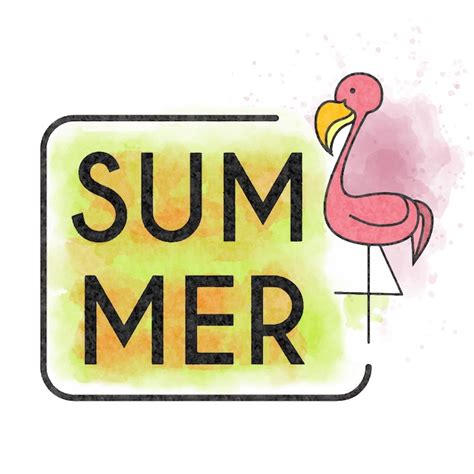 Premium Vector Watercolor Summer Lettering With Flamingo