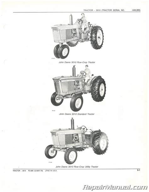 Used John Deere 3010 Tractor Parts Manual