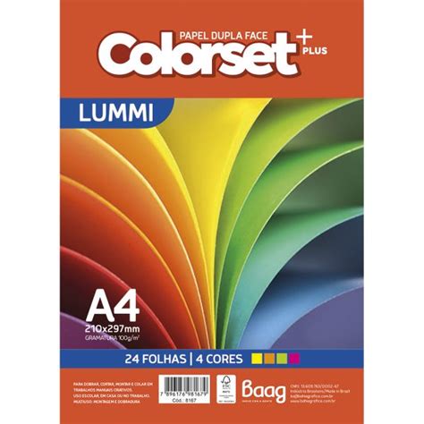 PAPEIS A4 COLORSET LUMMI 24 FLS Baag Produtos De Papelaria