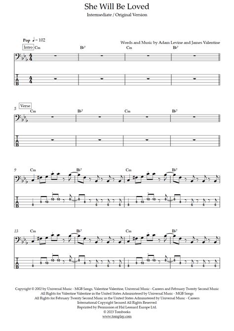 She Will Be Loved Original Version Intermediate Level Maroon 5