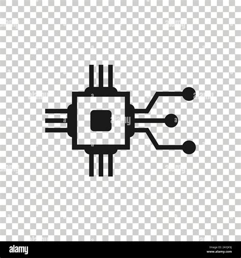 Computer Chip Icon In Flat Style Circuit Board Vector Illustration On