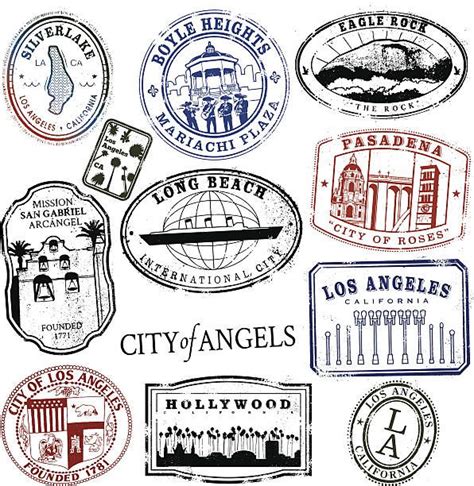 Series Of Stylized Retrovintage Passport Style Stamps Of Different