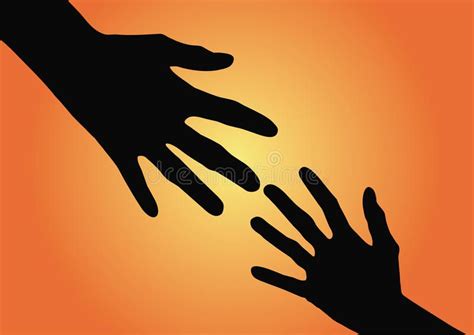 A Helping Hand Helping Hand On Orange Background Vector Illustration